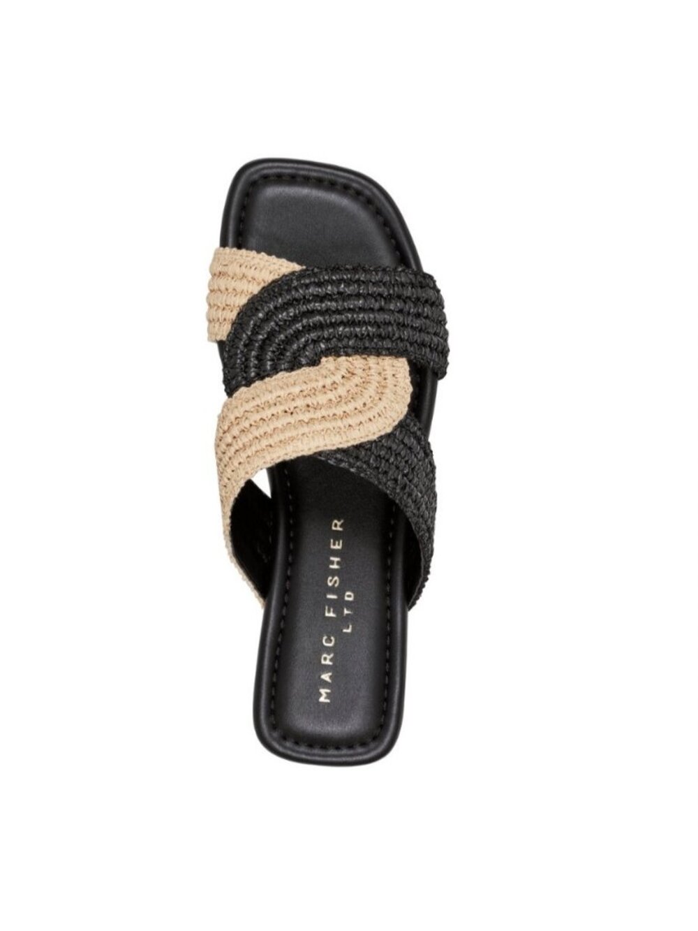 Marc Fisher Navie Slip-On Sandals Raffia Black Natural Slides Size 8.5 - Picture 12 of 12